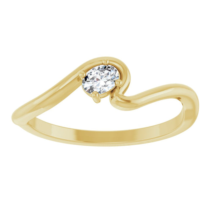 14K Diamond Solitaire Freeform Ring