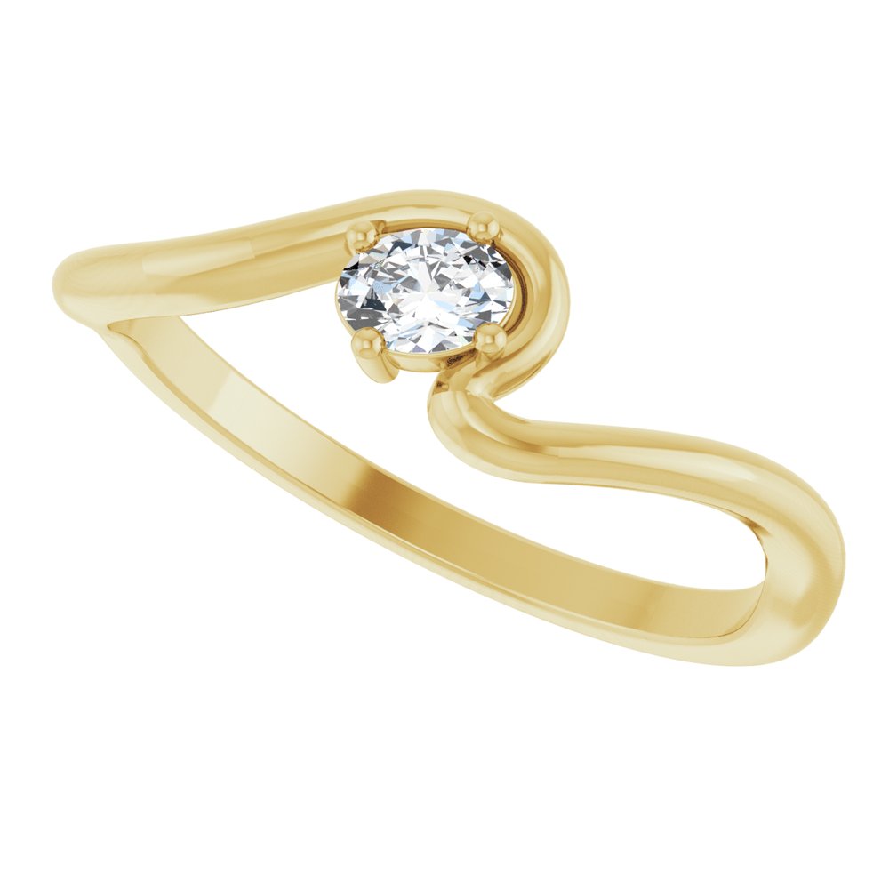 14K Diamond Solitaire Freeform Ring