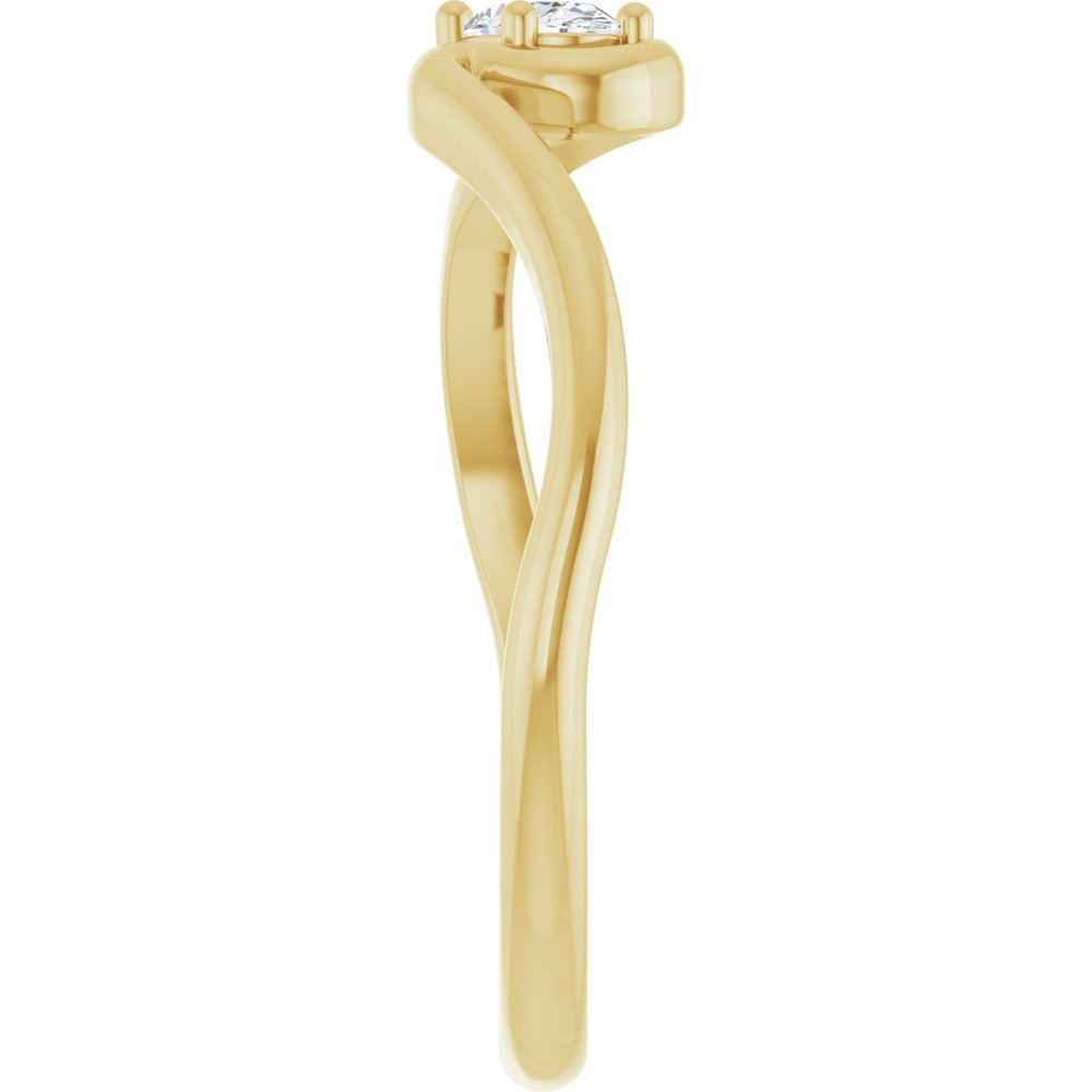 14K Diamond Solitaire Freeform Ring