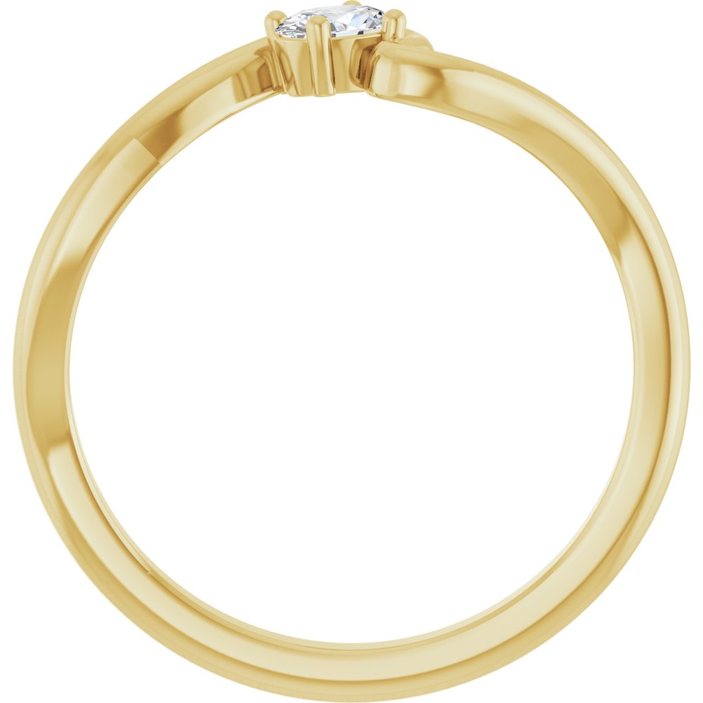 14K Diamond Solitaire Freeform Ring