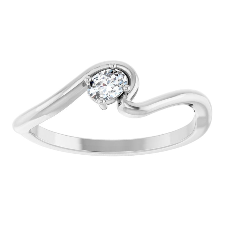 14K Diamond Solitaire Freeform Ring