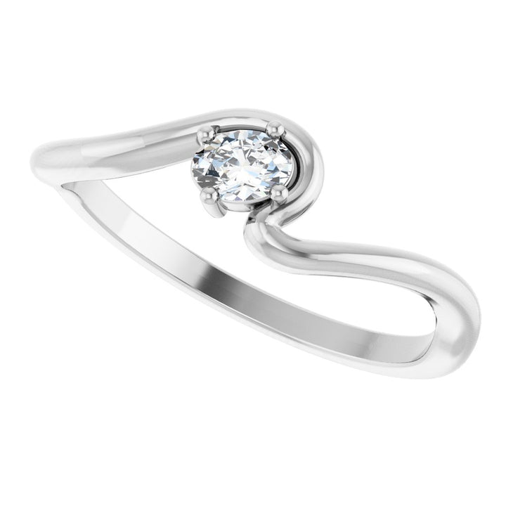 14K Diamond Solitaire Freeform Ring