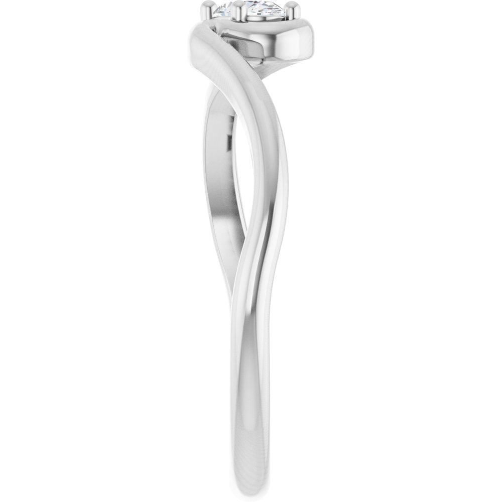 14K Diamond Solitaire Freeform Ring