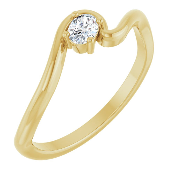 14K Diamond Solitaire Freeform Ring