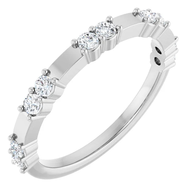 14K Double Diamond Spaced Band