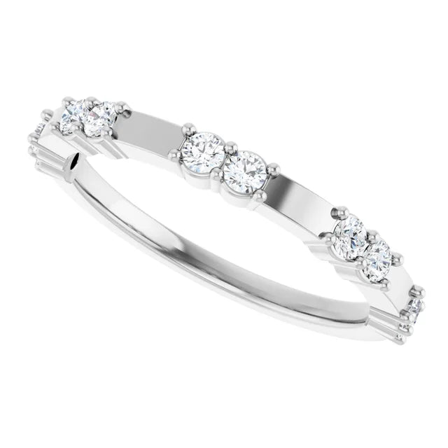 14K Double Diamond Spaced Band