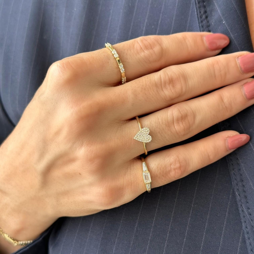 14K Double Diamond Spaced Band