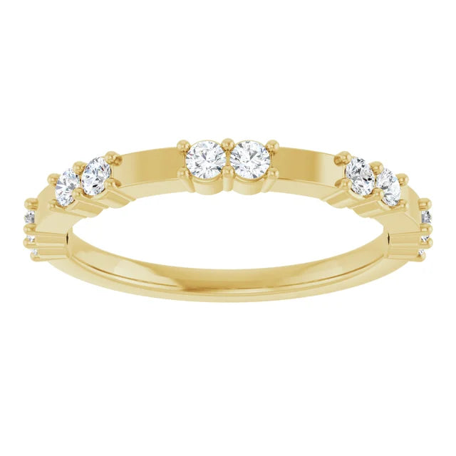 14K Double Diamond Spaced Band