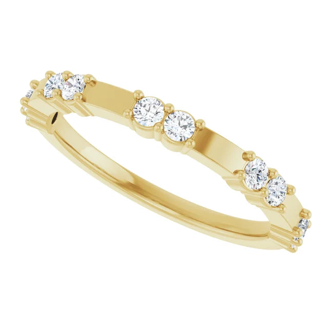 14K Double Diamond Spaced Band