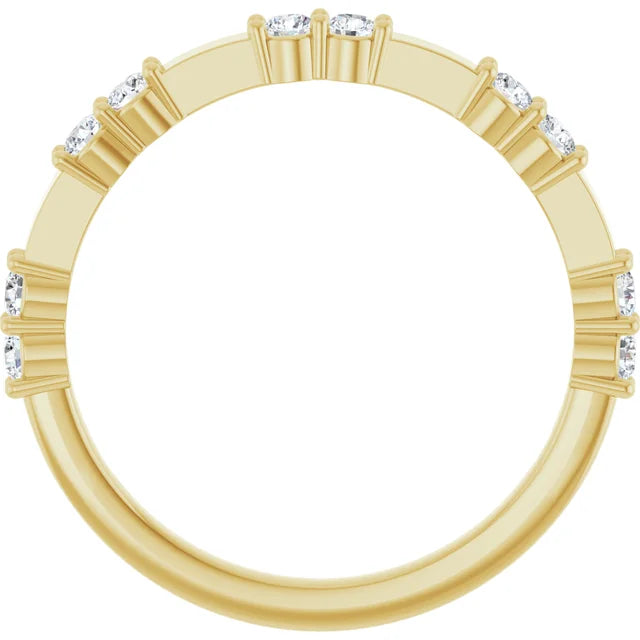 14K Double Diamond Spaced Band