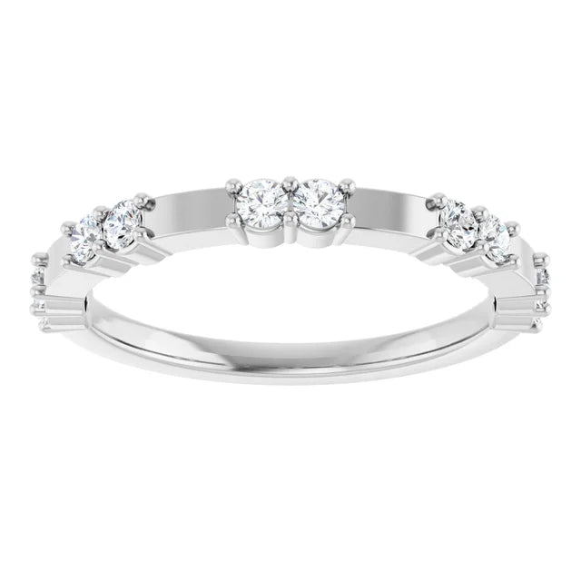 14K Double Diamond Spaced Band