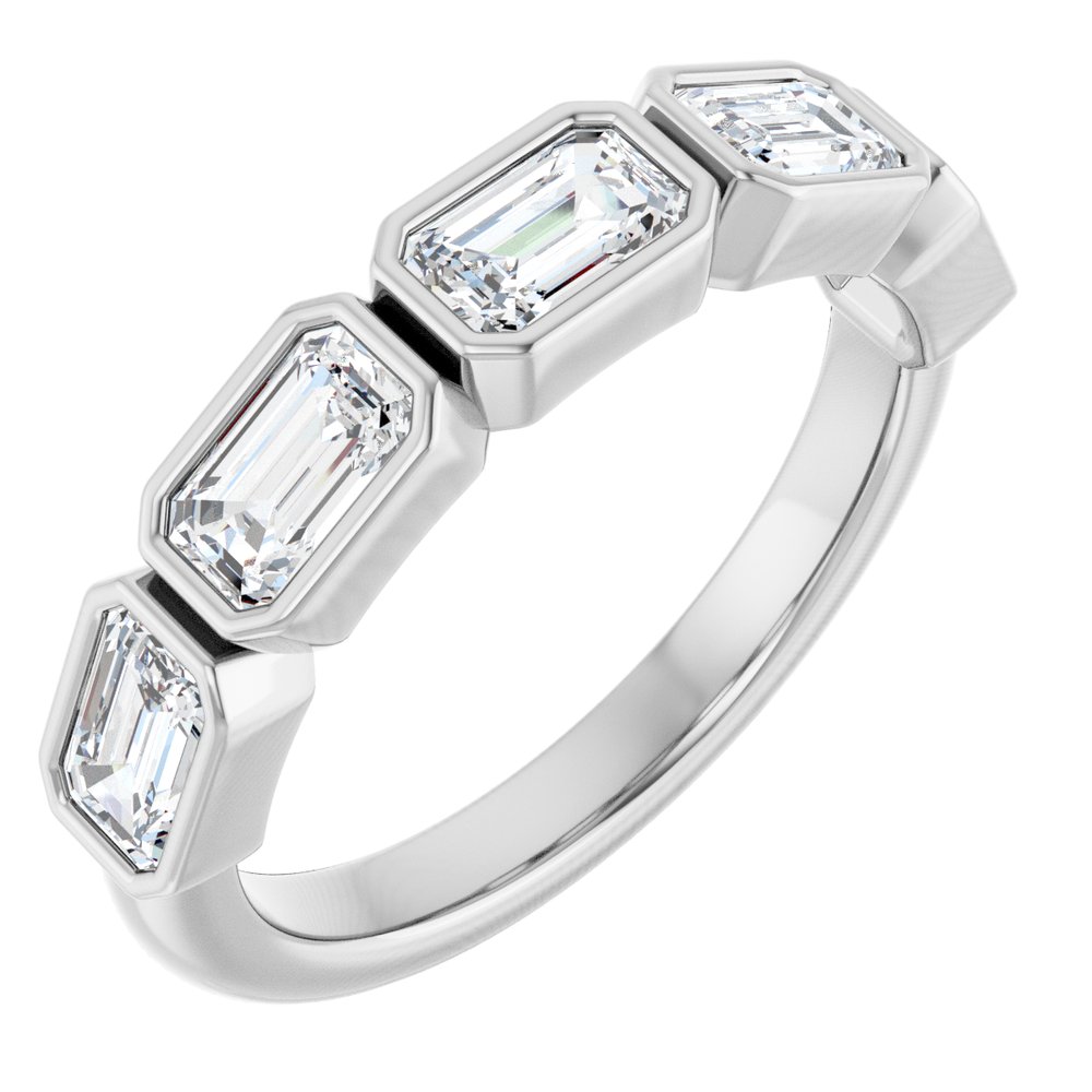 14K East West Emerald-Cut Bezel Diamond Anniversary Band