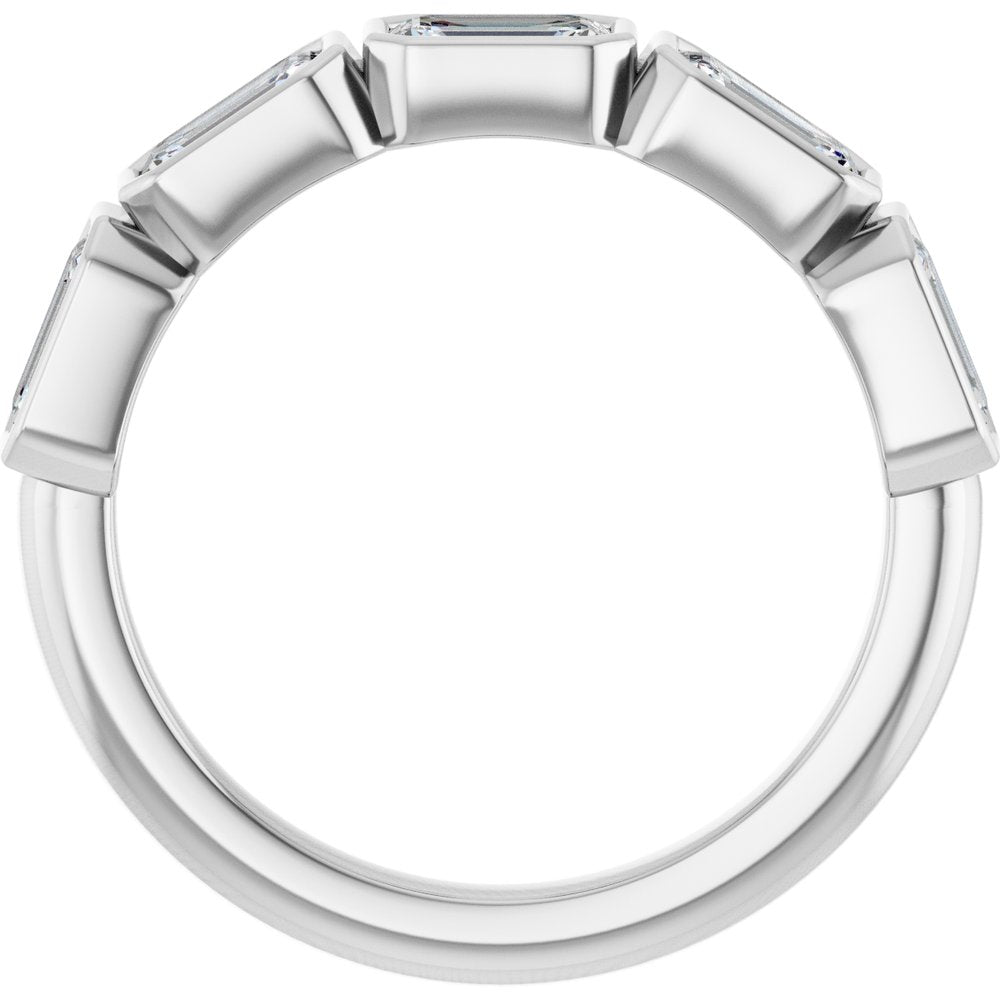 14K East West Emerald-Cut Bezel Diamond Anniversary Band