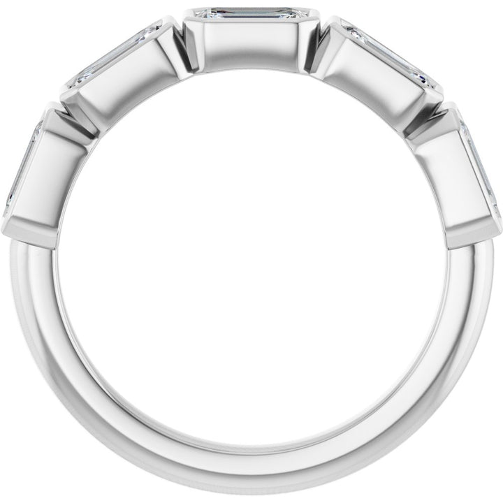 14K East West Emerald-Cut Bezel Diamond Anniversary Band