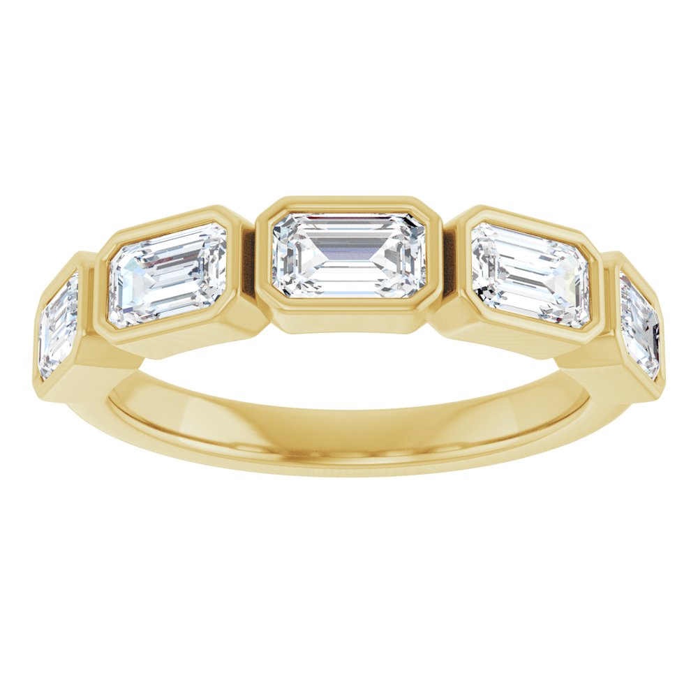 14K East West Emerald-Cut Bezel Diamond Anniversary Band