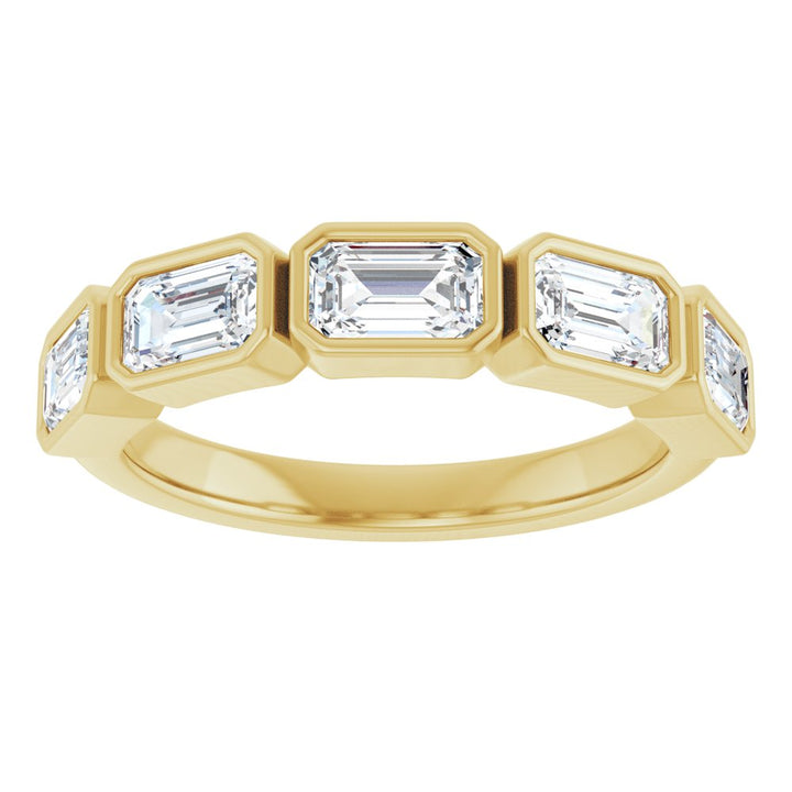 14K East West Emerald-Cut Bezel Diamond Anniversary Band