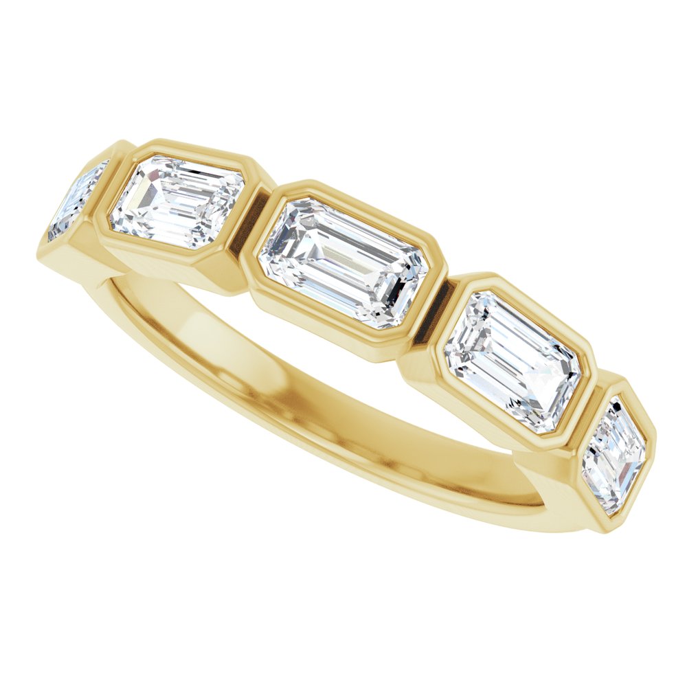 14K East West Emerald-Cut Bezel Diamond Anniversary Band