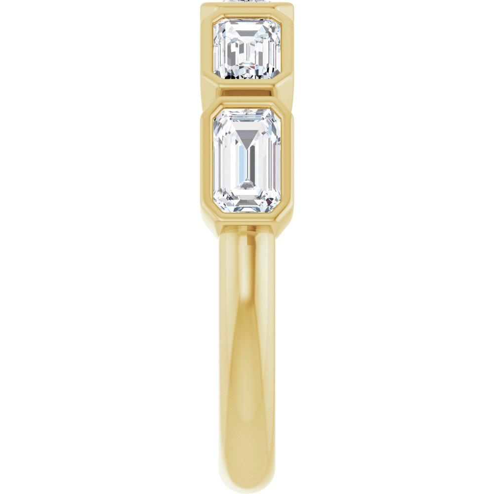 14K East West Emerald-Cut Bezel Diamond Anniversary Band