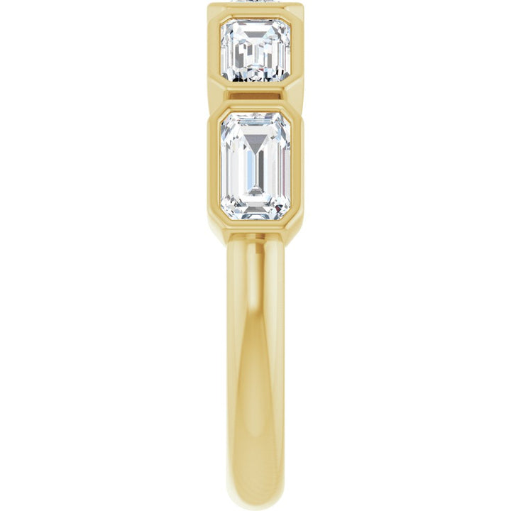 14K East West Emerald-Cut Bezel Diamond Anniversary Band