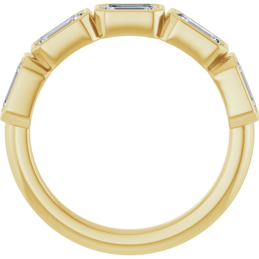14K East West Emerald-Cut Bezel Diamond Anniversary Band