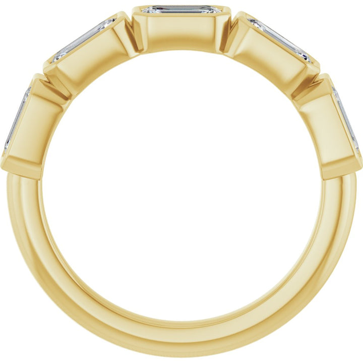 14K East West Emerald-Cut Bezel Diamond Anniversary Band
