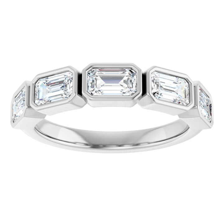 14K East West Emerald-Cut Bezel Diamond Anniversary Band