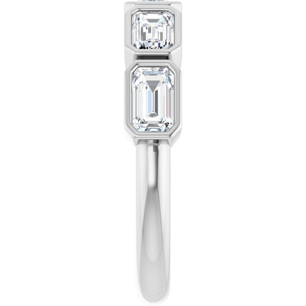14K East West Emerald-Cut Bezel Diamond Anniversary Band
