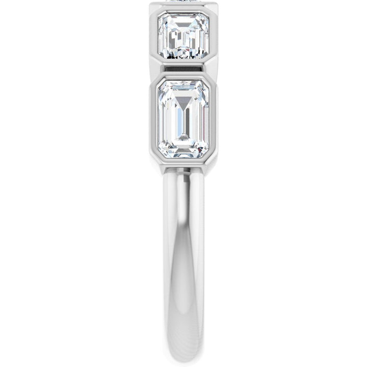 14K East West Emerald-Cut Bezel Diamond Anniversary Band