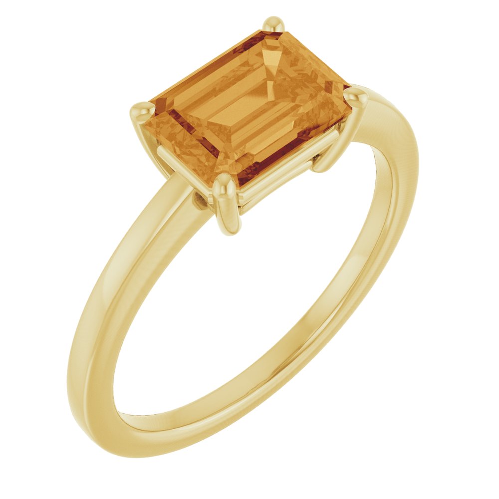 14K East West Emerald-Cut Gemstone Solitaire Ring-Embark Fine Jewelry