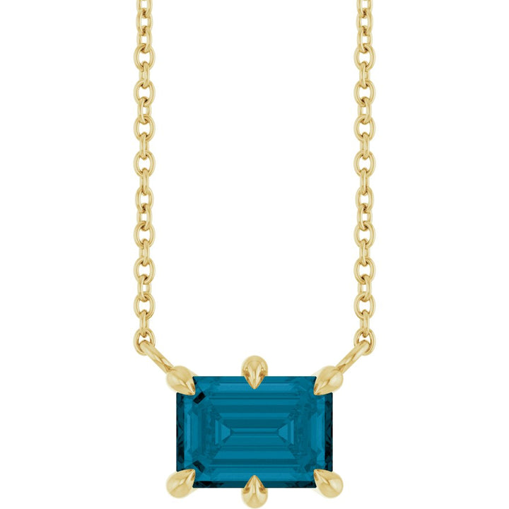 14K Emerald-Cut 6-Prong Gemstone Solitaire Necklace