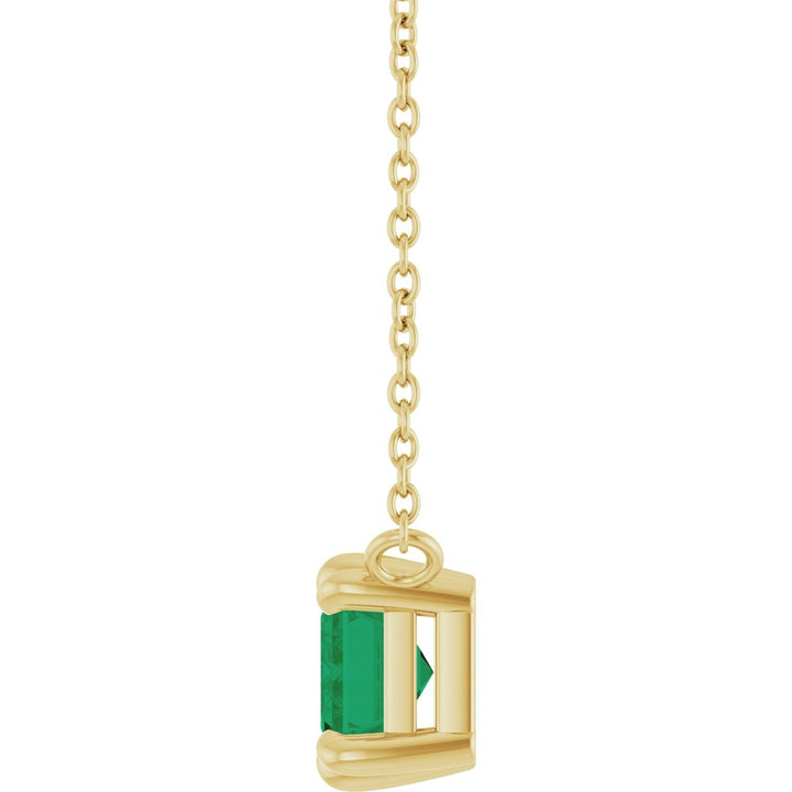 14K Emerald-Cut 6-Prong Gemstone Solitaire Necklace