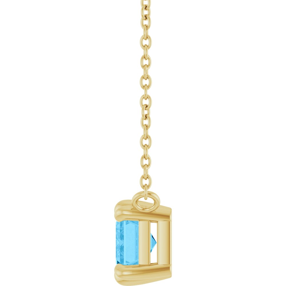 14K Emerald-Cut 6-Prong Gemstone Solitaire Necklace