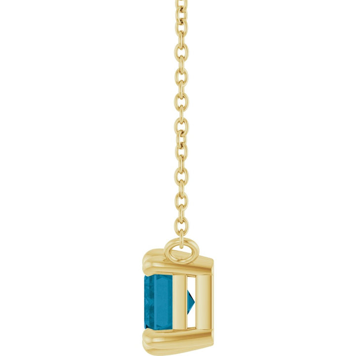 14K Emerald-Cut 6-Prong Gemstone Solitaire Necklace