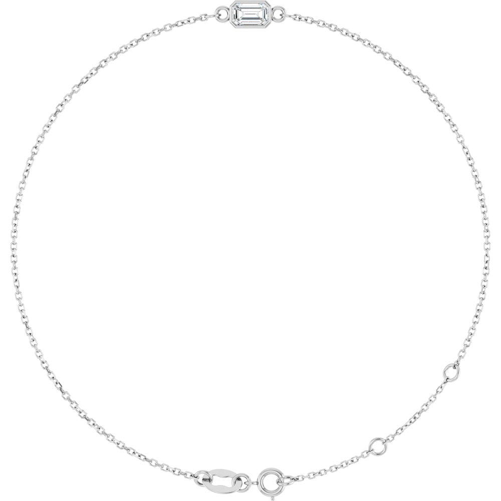 14K Emerald-Cut Bezel Diamond Bracelet