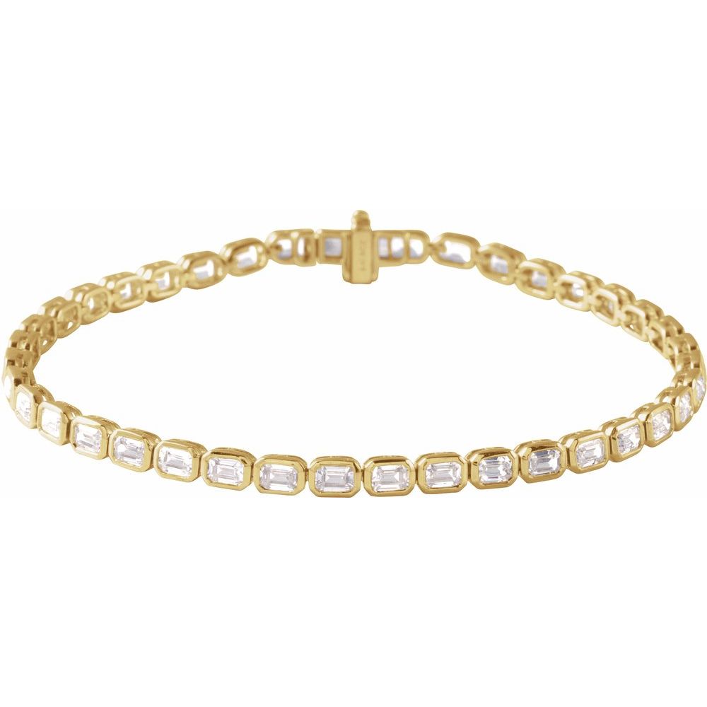 14K Emerald-Cut Bezel Diamond Line Bracelet-Embark Fine Jewelry