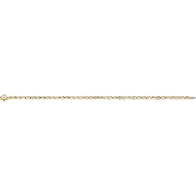 14K Emerald-Cut Bezel Diamond Line Bracelet