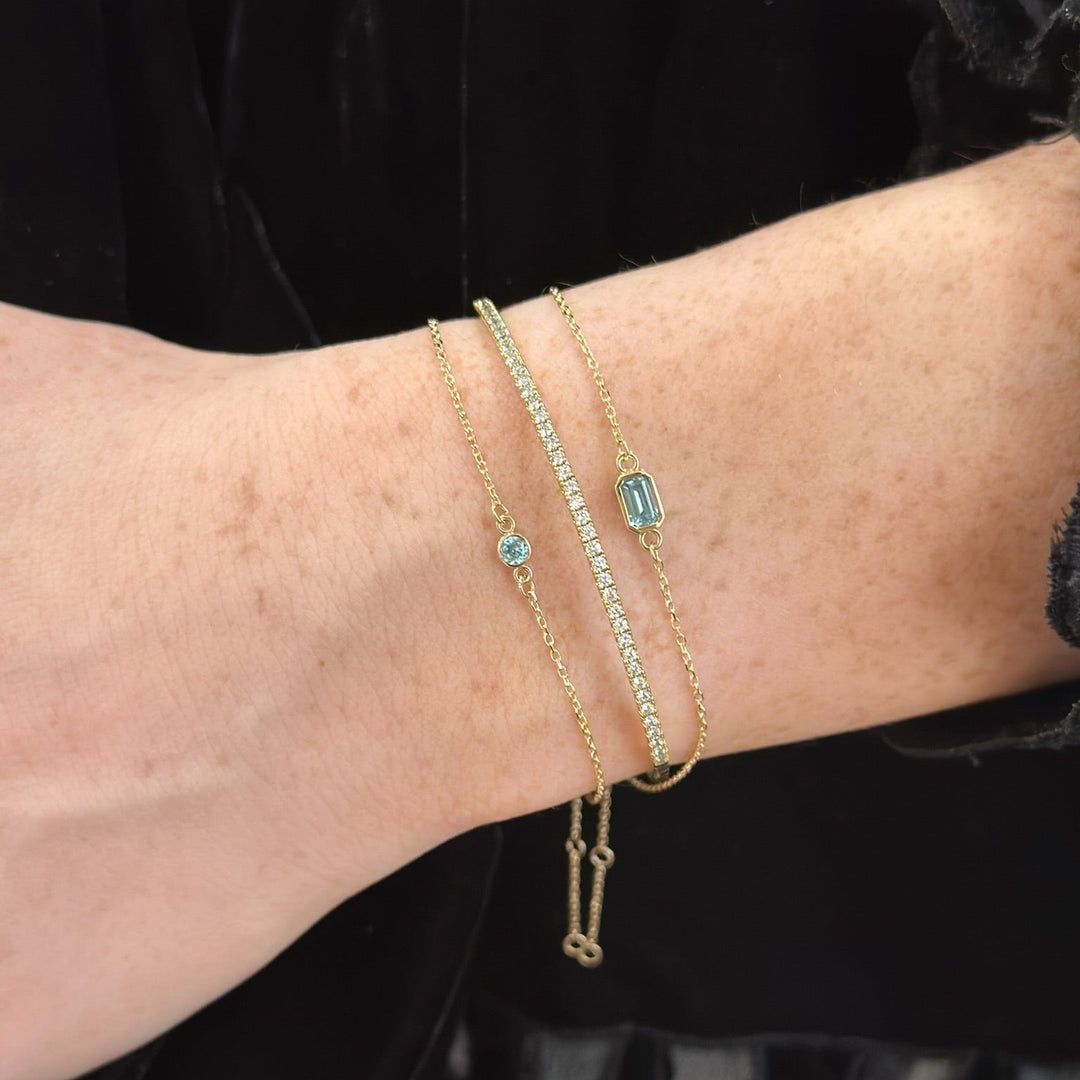 14K Emerald-Cut Bezel Gemstone Bracelet