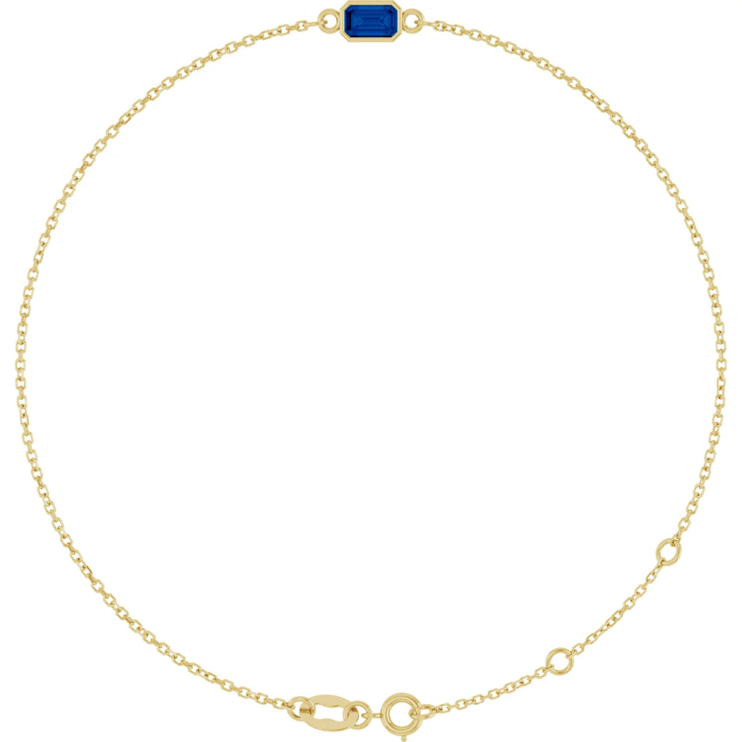 14K Emerald-Cut Bezel Gemstone Bracelet