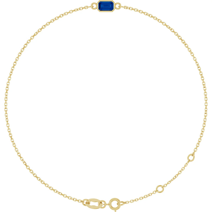 14K Emerald-Cut Bezel Gemstone Bracelet
