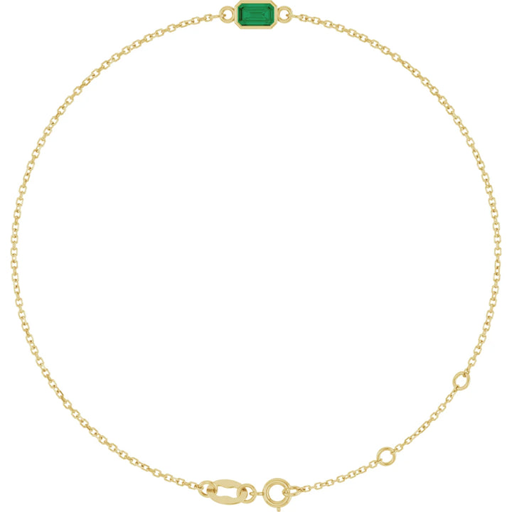 14K Emerald-Cut Bezel Gemstone Bracelet