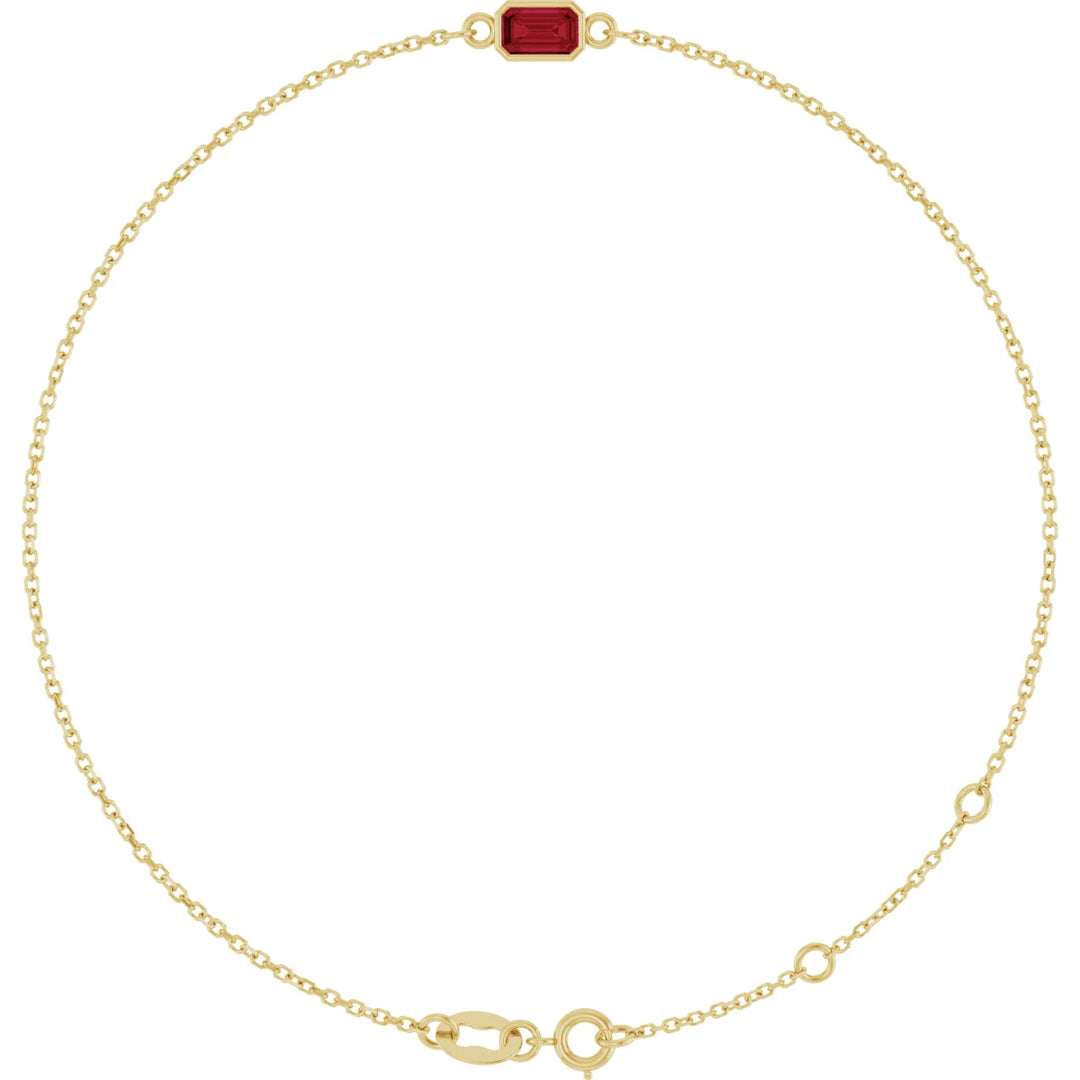 14K Emerald-Cut Bezel Gemstone Bracelet