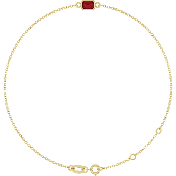 14K Emerald-Cut Bezel Gemstone Bracelet
