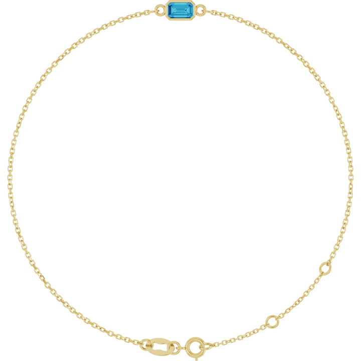14K Emerald-Cut Bezel Gemstone Bracelet