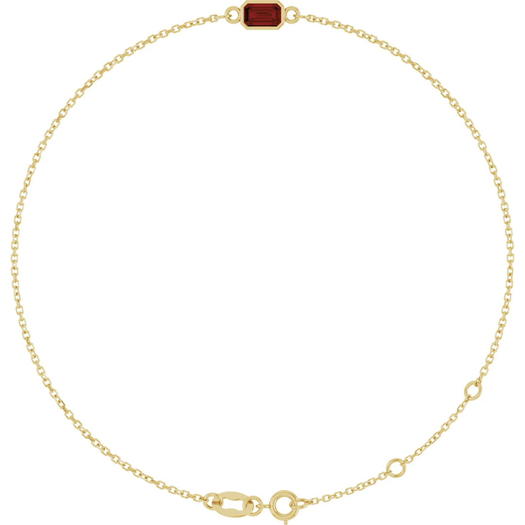 14K Emerald-Cut Bezel Gemstone Bracelet