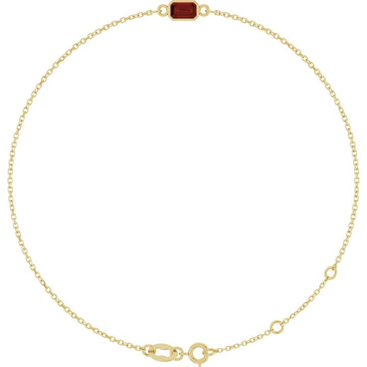 14K Emerald-Cut Bezel Gemstone Bracelet