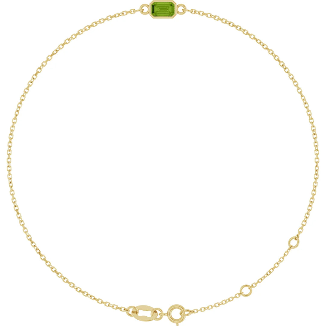 14K Emerald-Cut Bezel Gemstone Bracelet