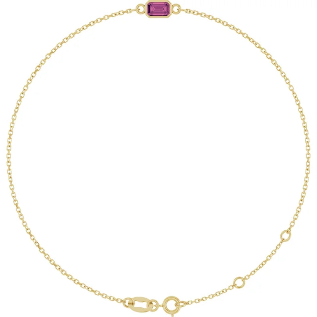 14K Emerald-Cut Bezel Gemstone Bracelet