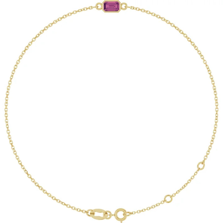 14K Emerald-Cut Bezel Gemstone Bracelet