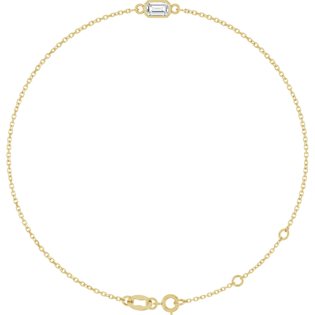 14K Emerald-Cut Bezel Gemstone Bracelet