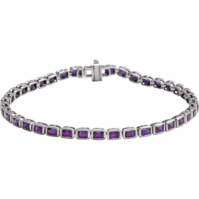 14K Emerald-Cut Bezel Gemstone Line Bracelet